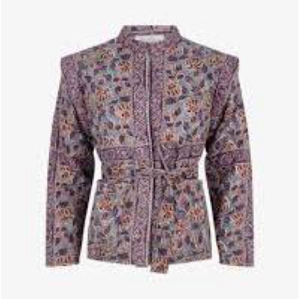 ANTIK BATIK Fanny Jacket Jacquard Quilted Print Blue Floral